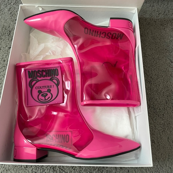MOSCHINO Couture Rain Boots Pink Worn Once! Size 38 1/2 - Picture 11 of 11